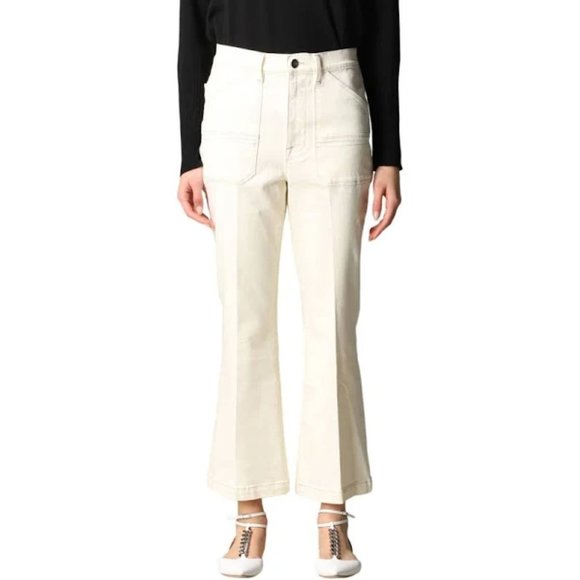 FRAME Denim Cropped Flare Pants in Off White Size 25 - Picture 1 of 9